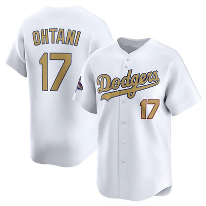 Los Angeles Dodgers #17 Shohei Ohtani White MIKSHPS 2025 Gold Collection Limited Stitched Jersey