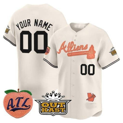 Custom Atlanta Braves Atliens & Peach Vapor Premier Limited Jersey ¨CCream MIKSHPS