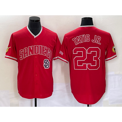 San Diego Padres #23 Fernando Tatis Jr Red MIKSHPS NEW 2023 Cool Base Stitched Jersey