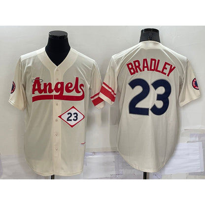 Los Angeles Angels #23 Archie Bradley Number Cream MIKSHPS 2022 City Connect Cool Base Stitched Jersey