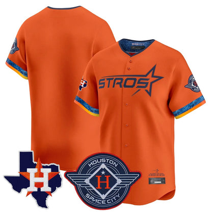 Houston Astros Blank Player Orange MIKSHPS City Connect Texas Patch Vapor Premier Limited Home Stitched Jerseys