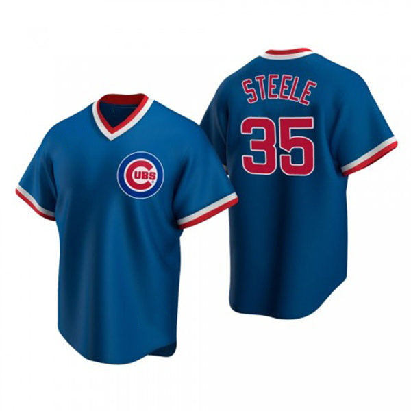 Chicago Cubs #35 Justin Steele Royal MIKSHPS Pullover Cooperstown Jersey