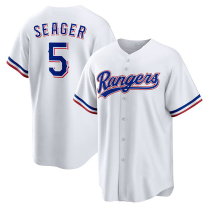 Texas Rangers #5 Corey Seager White MIKSHPS Home Replica Player Jersey