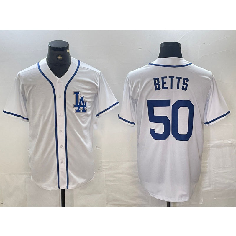 Los Angeles Dodgers #50 Mookie Betts White MIKSHPS Cool Base Stitched Jersey
