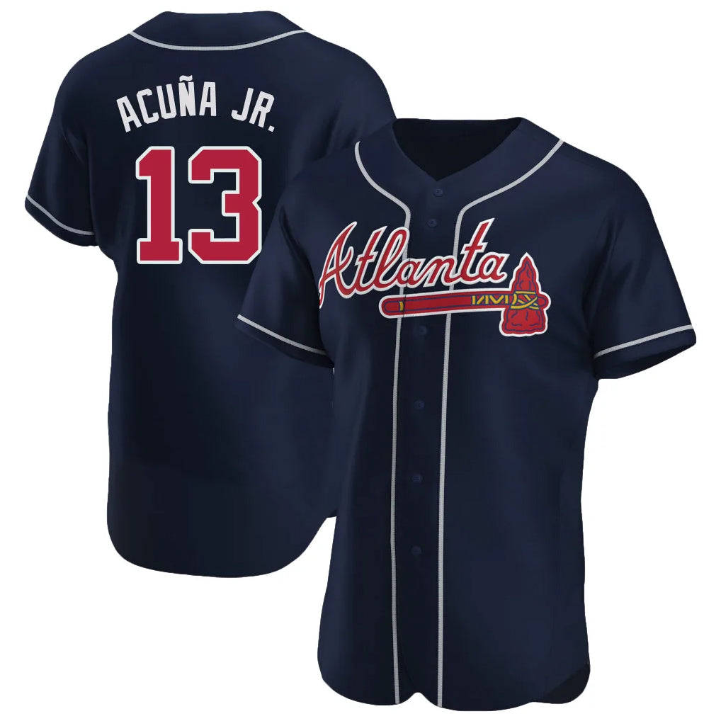 Atlanta Braves #13 Ronald Acuna Jr Player Navy MIKSHPS Limited Elite Home Game Stitched Jerseys