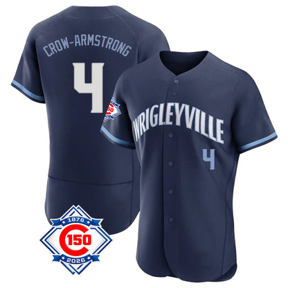 Chicago Cubs #4 Pete Crow-Armstrong Player Navy MIKSHPS City Connect 150th Anniversary Limited Elite Home Stitched Jerseys