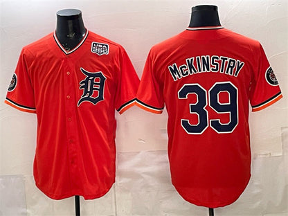 Detroit Tigers #39 Zach McKinstry Orange MIKSHPS 2026 Alternate USA 250' Patch Vapor Premier Limited Stitched Jersey
