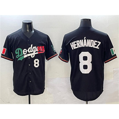 Los Angeles Dodgers #8 Enrique Hernandez Black MIKSHPS Mexico Flag Limited Stitched Jersey