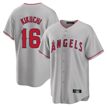 Los Angeles Angels #16 Yusei Kikuchi Player Gray MIKSHPS Home Game Stitched Jerseys