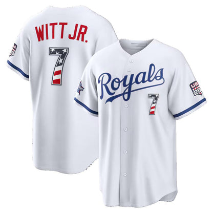 Kansas City Royals #7 Bobby Witt Jr. 2026 All-Star Edition Stars & Stripes White MIKSHPS Stadium Jersey