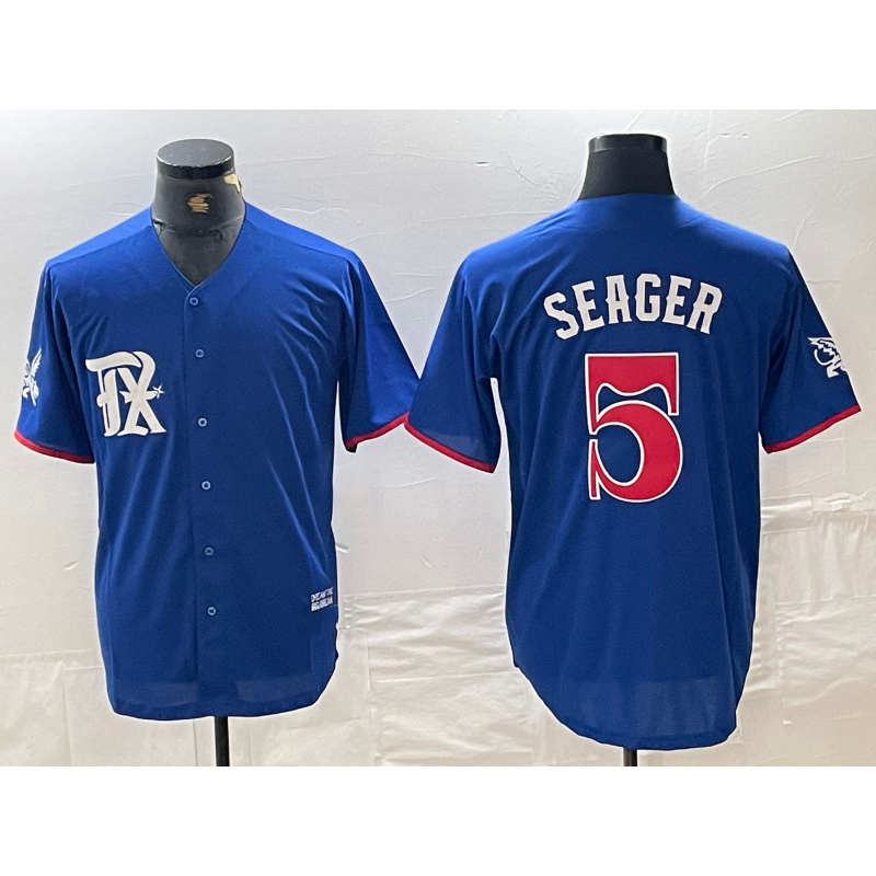Texas Rangers #5 Corey Seager Royal Blue MIKSHPS 2023 City Connect Stitched Jersey