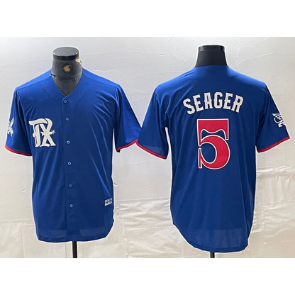 Texas Rangers #5 Corey Seager Royal Blue MIKSHPS 2023 City Connect Stitched Jersey