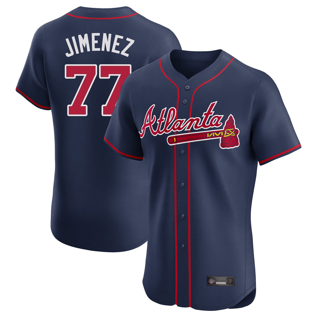 Atlanta Braves #77 Joe Jimenez Player Navy MIKSHPS Limited Elite Home Game Stitched Jerseys