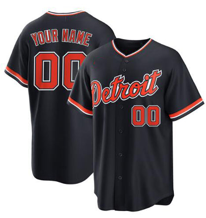 Custom Detroit Tigers Alternate Replica Navy MIKSHPS Jersey