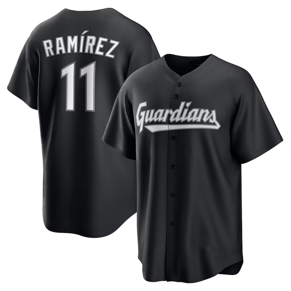 Cleveland Guardians #11 Jos¨¦ Ram¨ªrez Black MIKSHPS Replica Player Jersey