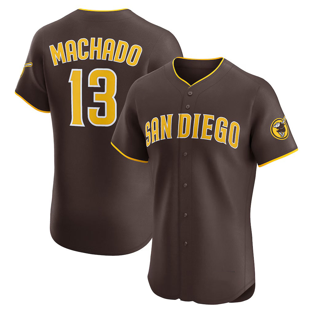 San Diego Padres #13 Manny Machado Brown MIKSHPS Road Elite Jersey