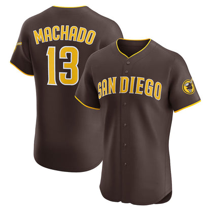 San Diego Padres #13 Manny Machado Brown MIKSHPS Road Elite Jersey