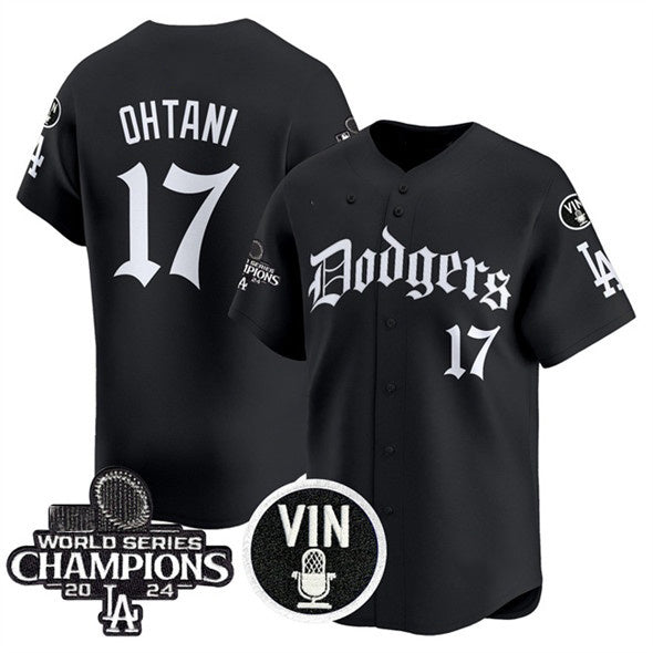 Los Angeles Dodgers #17 Shohei Ohtani Black MIKSHPS Mexico 2025 LA Gothic Style With Vin And 2024 World Series Champions Patch Vapor Premier Limited Stitched Jersey