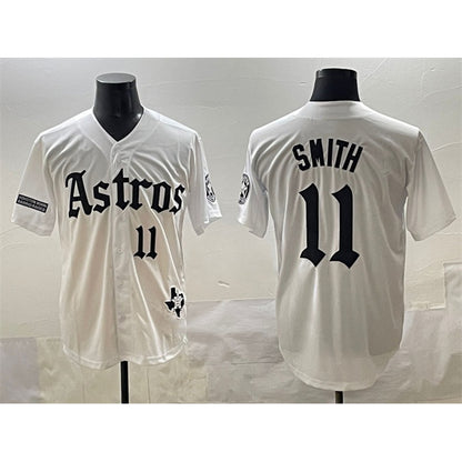 Houston Astros #11 Cam Smith White MIKSHPS Gothic 'Houston Born Barrio Raised' Limited Stitched Jersey