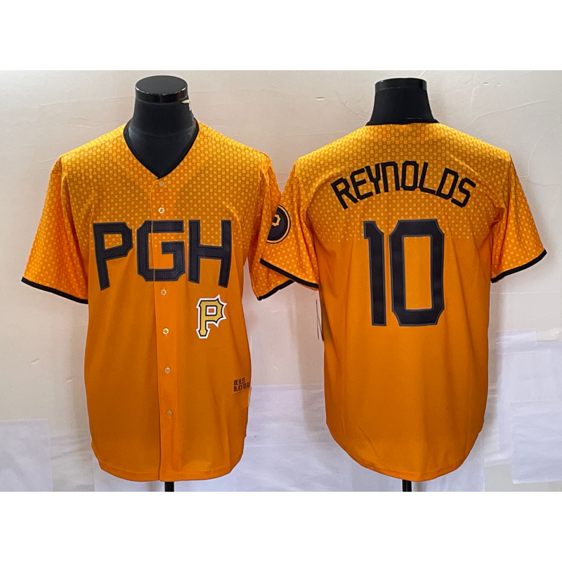 Pittsburgh Pirates #10 Bryan Reynolds Gold MIKSHPS 2023 City Connect Stitched Jersey 2