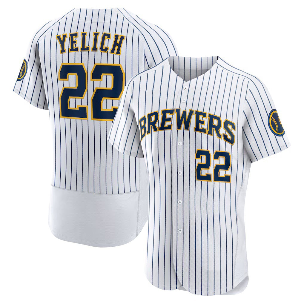 Milwaukee Brewers #22 Christian Yelich White MIKSHPS Team Alternate Authentic Player Jersey