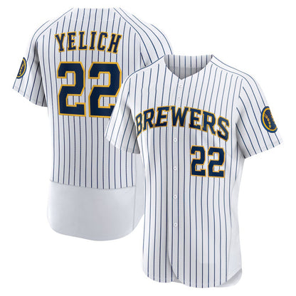 Milwaukee Brewers #22 Christian Yelich White MIKSHPS Team Alternate Authentic Player Jersey