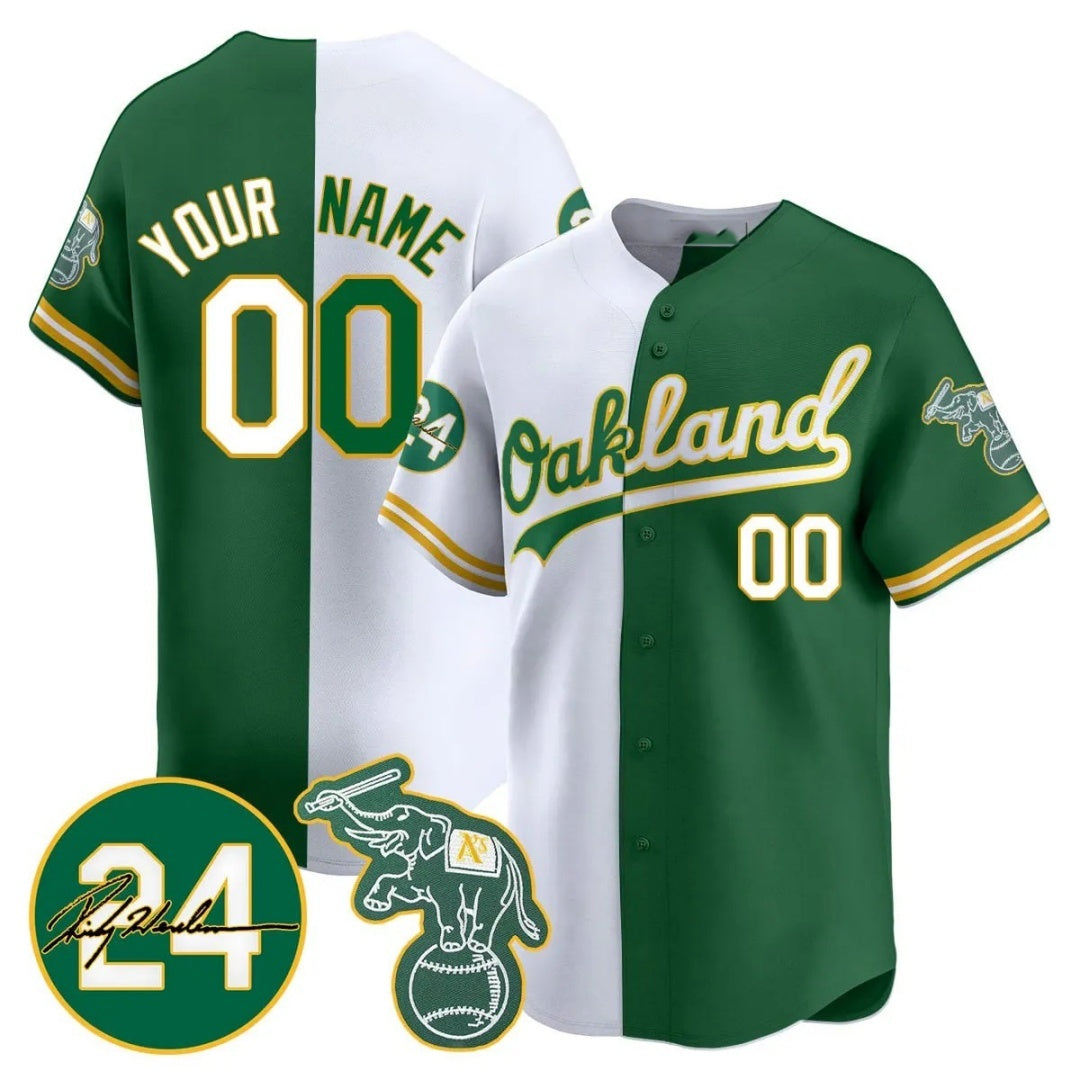 Custom Oakland Athletics White Green MIKSHPS Jersey - Personalized