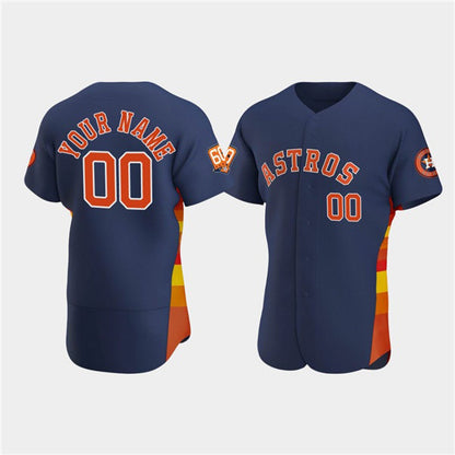 Custom Houston Astros Active Player Navy MIKSHPS 60th Anniversary Flex Base Stitched Jersey