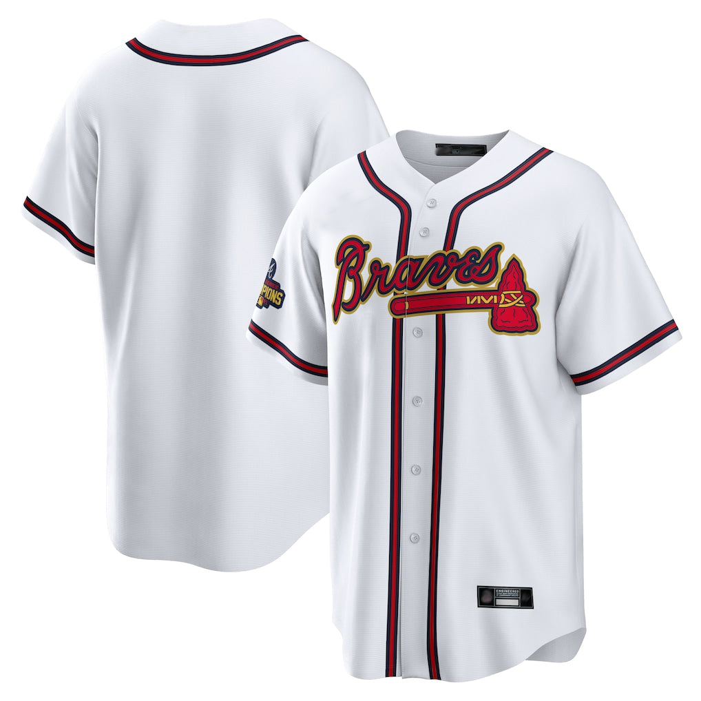 Atlanta Braves White Gold MIKSHPS Home Game Blank Player Stitched Jerseys
