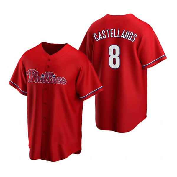 Philadelphia Phillies #8 Nick Castellanos Red MIKSHPS Cool Base Stitched Jersey