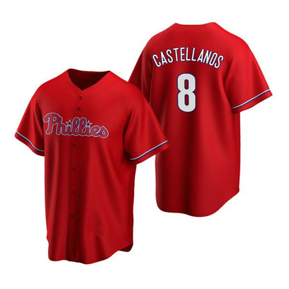Philadelphia Phillies #8 Nick Castellanos Red MIKSHPS Cool Base Stitched Jersey