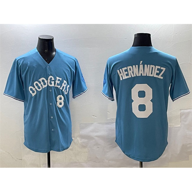 Los Angeles Dodgers #8 Enrique Hernandez Light Blue MIKSHPS Limited Stitched Jersey