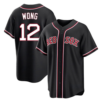 Boston Red Sox #12 Connor Wong Player Black MIKSHPS Out Home Game Stitched Jerseys
