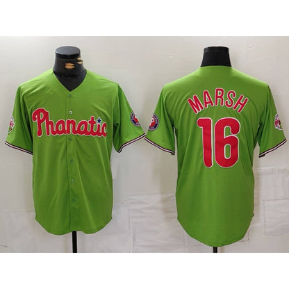 Philadelphia Phillies #16 Brandon Marsh Green MIKSHPS With Patch Stitched Cool Base Jersey