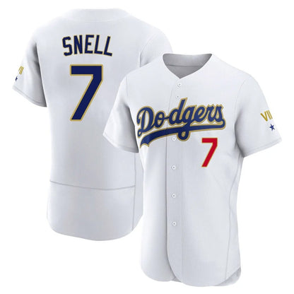 Los Angeles Dodgers #7 Blake Snell Player Gold White MIKSHPS 2026 Collection Stadium Limited Elite Stitched Jerseys