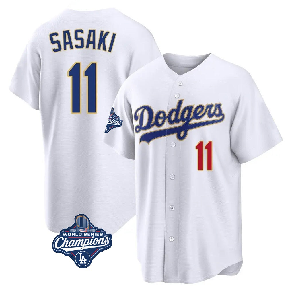 Los Angeles Dodgers #11 Roki Sasaki Player Gold White MIKSHPS World Series Meet 2026 Collection Stadium Limited Stitched Jerseys