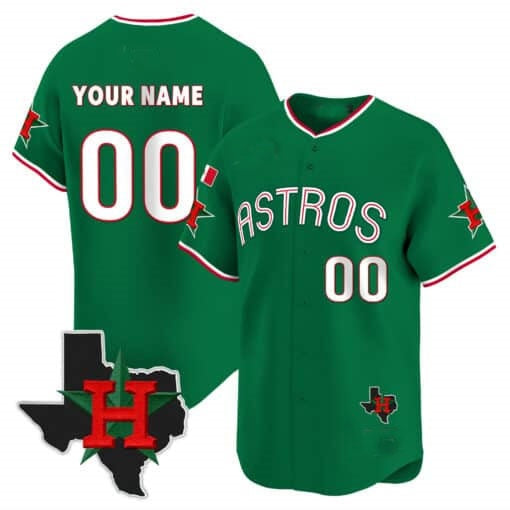 Custom Houston Astros Mexico Texas Patch Vapor Premier Limited Jersey V3 ¨C Green MIKSHPS