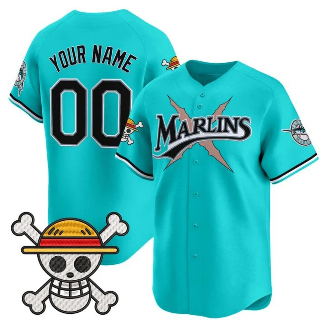 Custom Miami Marlins x One Piece Teal MIKSHPS Vapor Premier Limited Jersey - Stitched