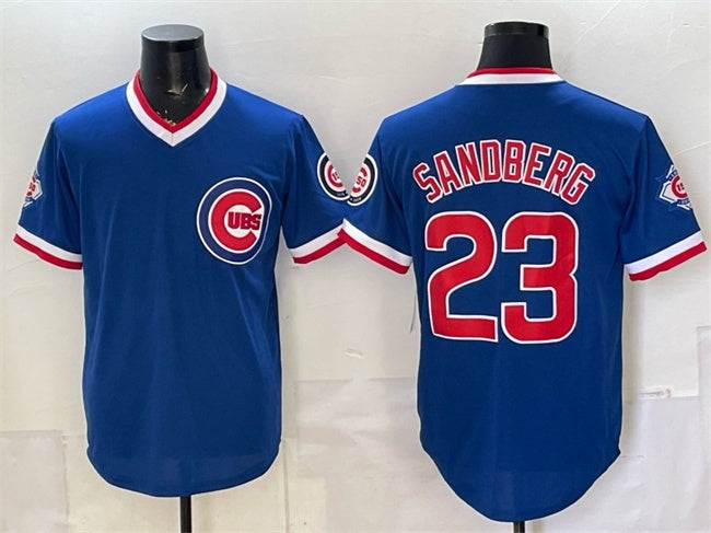 Chicago Cubs #23 Ryne Sandberg Royal MIKSHPS 150th Anniversary Throwback Vapor Limited Stitched Jersey