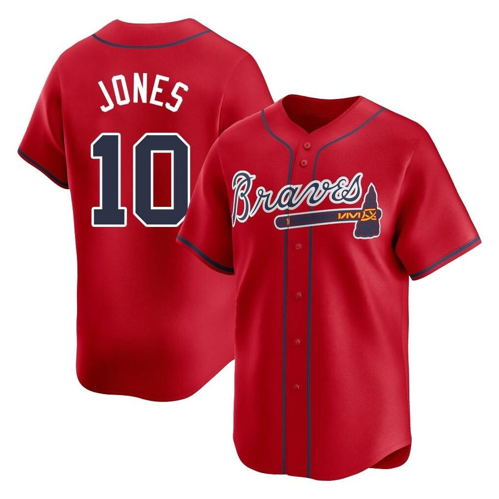 Atlanta Braves #10 Chipper Jones Player Red MIKSHPS Limited Home Game Stitched Jerseys