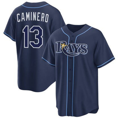 Tampa Bay Rays #13 Junior Caminero Navy MIKSHPS Cool Base Stitched Jersey