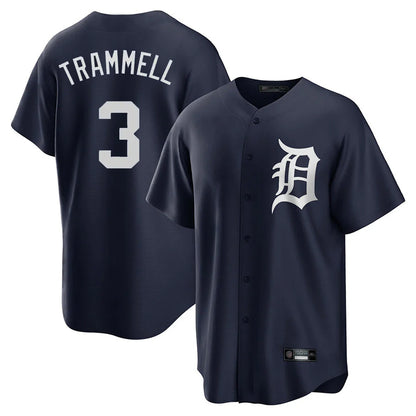 Detroit Tigers #3 Alan Trammell Player Navy MIKSHPS Game Home Stitched Jerseys