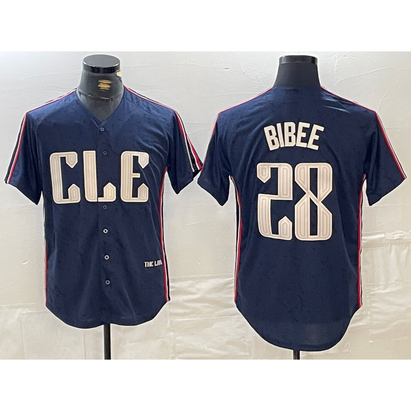 Cleveland Guardians #28 Tanner Bibee Navy MIKSHPS 2024 City Connect Limited Stitched Jersey