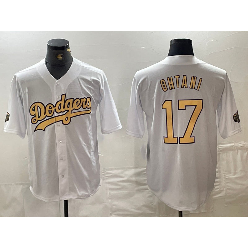 Los Angeles Dodgers #17 Shohei Ohtani White MIKSHPS 2022 All Star Stitched Cool Base Jersey