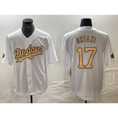 Los Angeles Dodgers #17 Shohei Ohtani White MIKSHPS 2022 All Star Stitched Cool Base Jersey