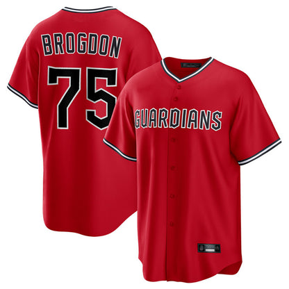 Cleveland Guardians #75 Connor Brogdon Player Red MIKSHPS Home Game Stitched Jerseys