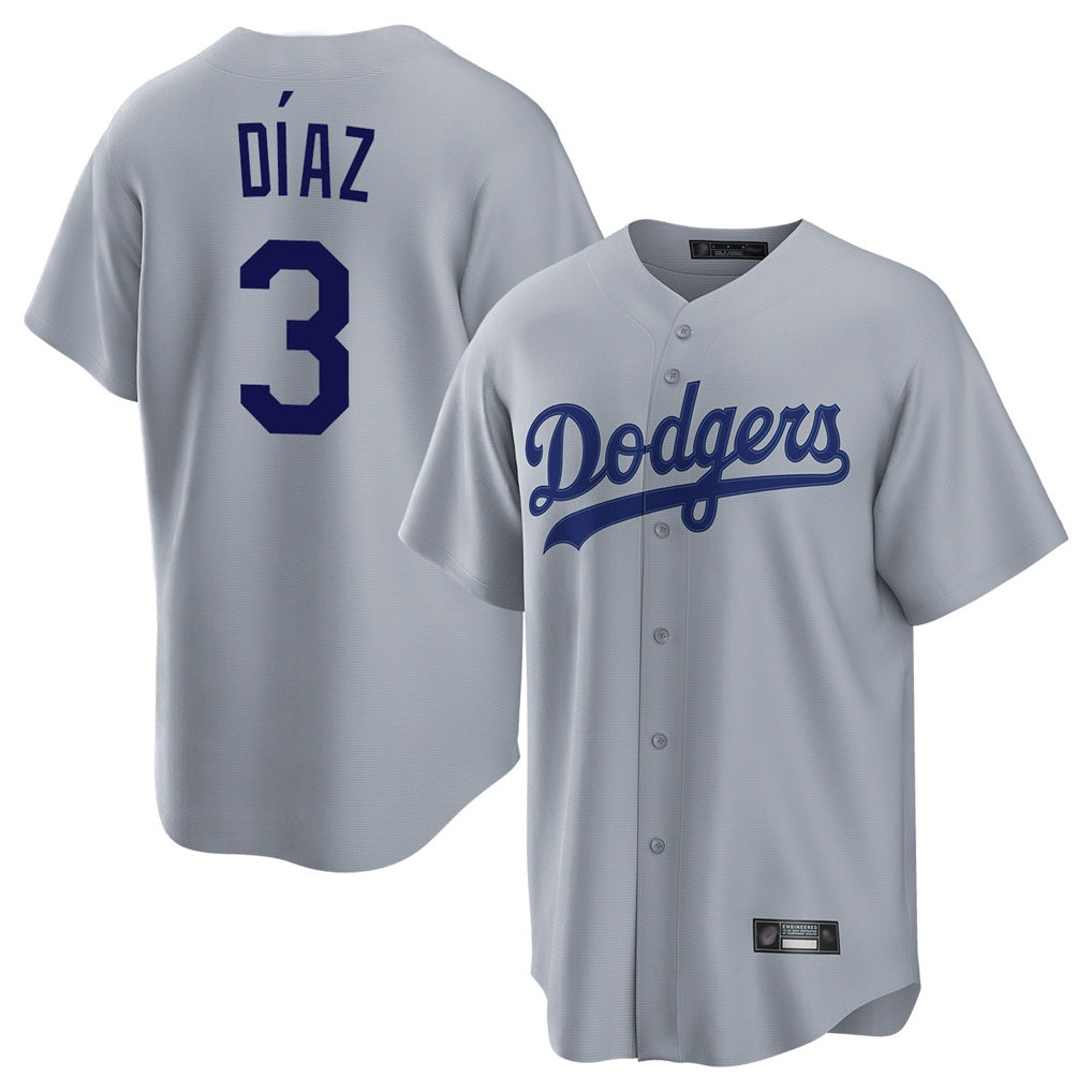 Los Angeles Dodgers #3 Edwin D¨ªaz Player Gray MIKSHPS Game Stitched Jerseys