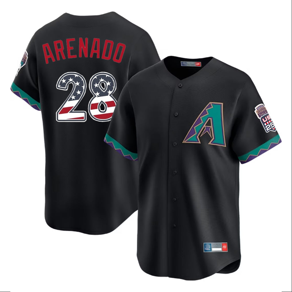 Arizona Diamondbacks #28 Nolan Arenado Player Black MIKSHPS USA 250 Fourth of July Home Game Stitched Jerseys
