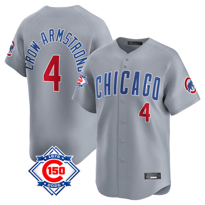 Chicago Cubs #4 Pete Crow-Armstrong Player Gray MIKSHPS Road 150th Anniversary Limited Home Stitched Jerseys