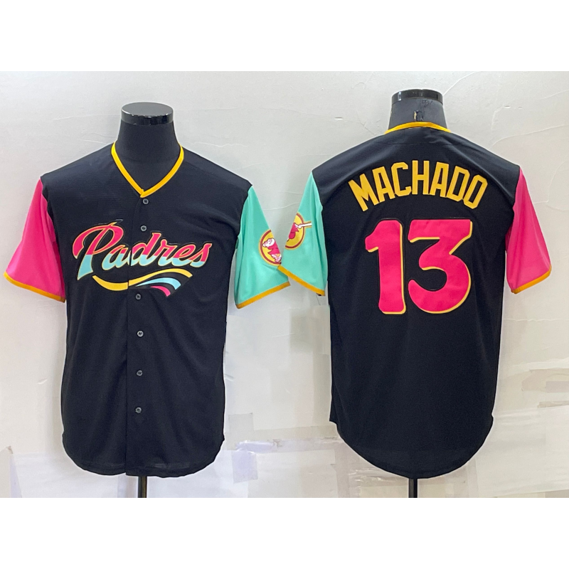 San Diego Padres #13 Manny Machado Black MIKSHPS 2022 City Connect Cool Base Stitched Jersey